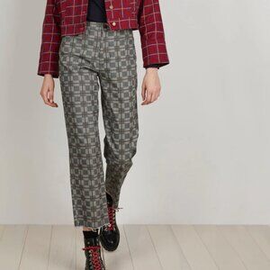 THE KIT Cropped Alexa Jean in Tan Glen Plaid (2)